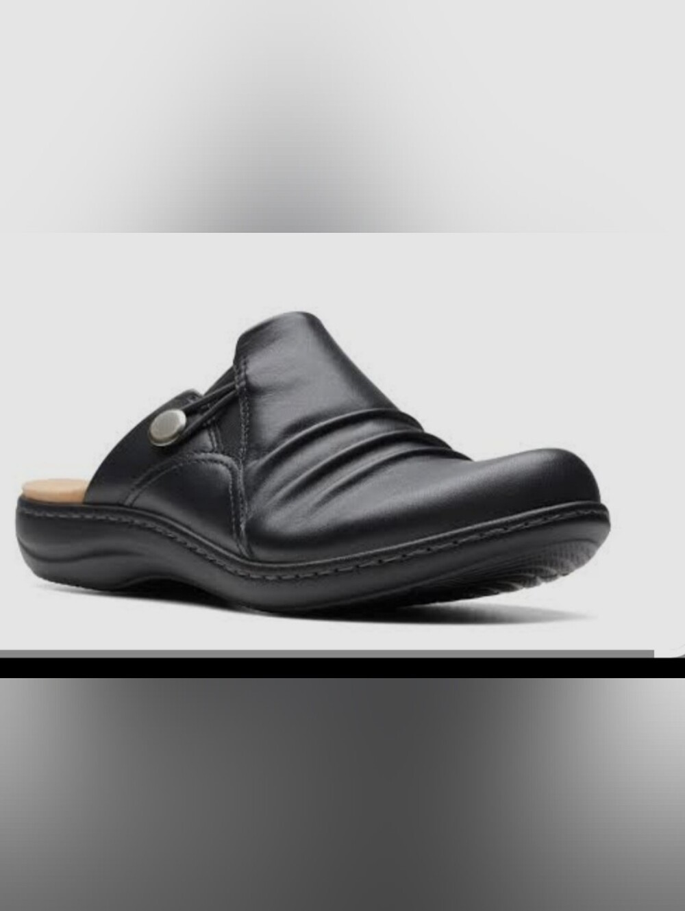 Clarks Black Women's Slip-On Leather Loafers